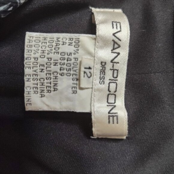 Evan-Picone Black White Patterned Halter Neck Dress Ruched Waist Size 12 - Picture 3 of 10